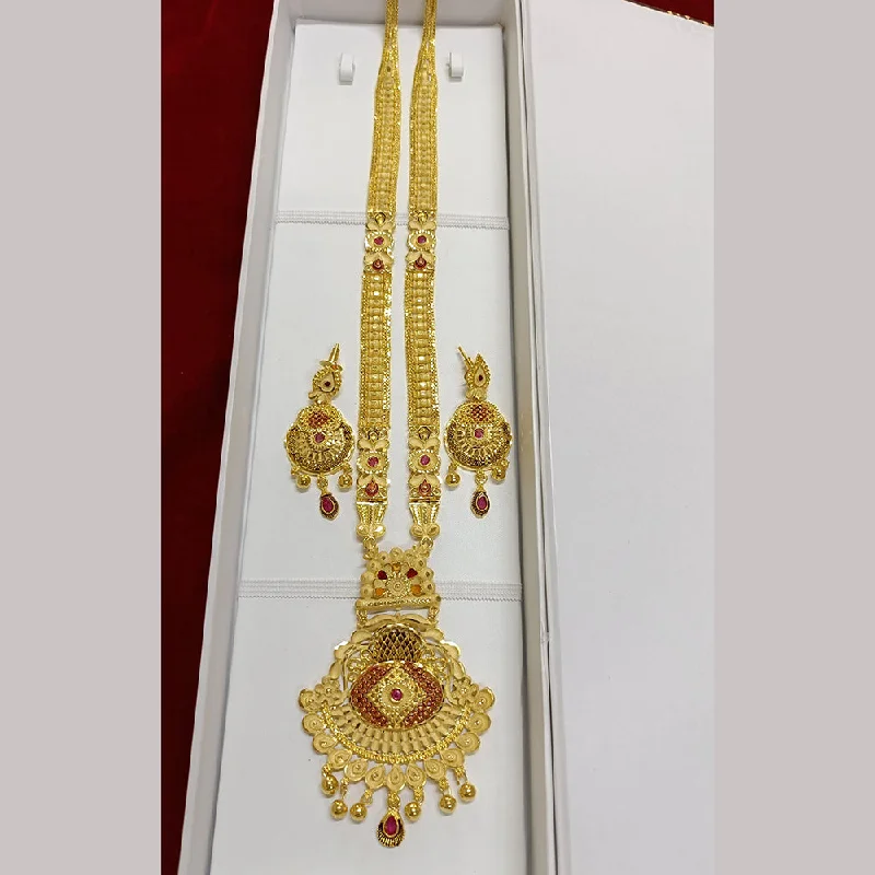 Custom Gold Pendant Necklace-Pari Art Jewellery Forming Long Necklace Set