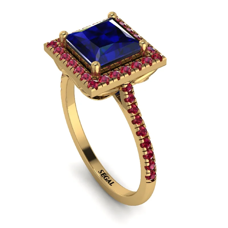 Gold Eternity Ring-Gorgeous Princess Cut Sapphire Pave Engagement Ring With Hidden Stone - Margot No. 58