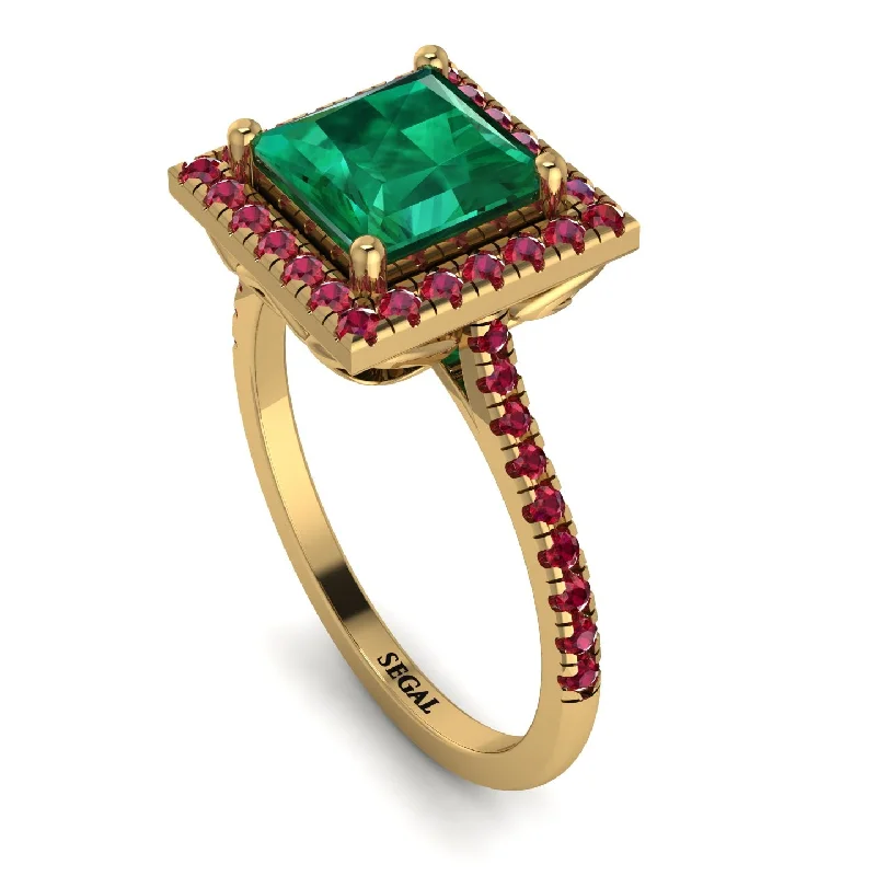 Gold Diamond Band-Gorgeous Princess Cut Emerald Pave Engagement Ring With Hidden Stone - Margot No. 49