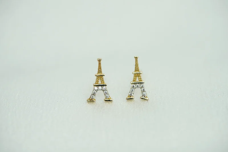 Unique Dangle Earrings-14k Eiffel Tower Stud Earrings