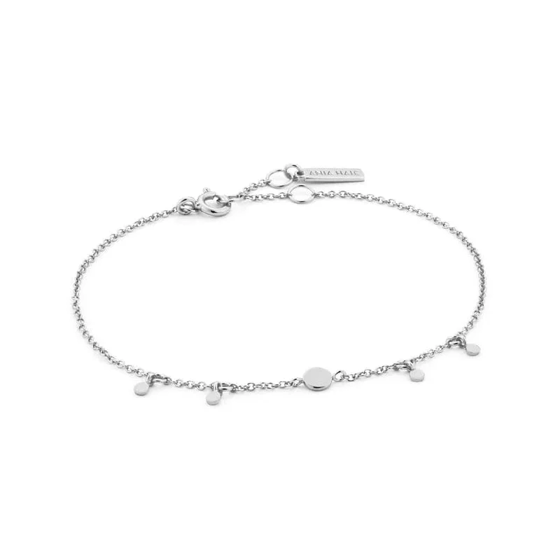 Dainty Gemstone Bracelets-Silver Geometry Drop Discs Bracelet