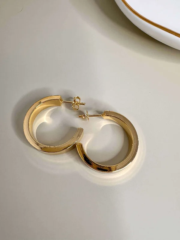 Classic Round Earrings-Velani Polished Half Hoop Earrings