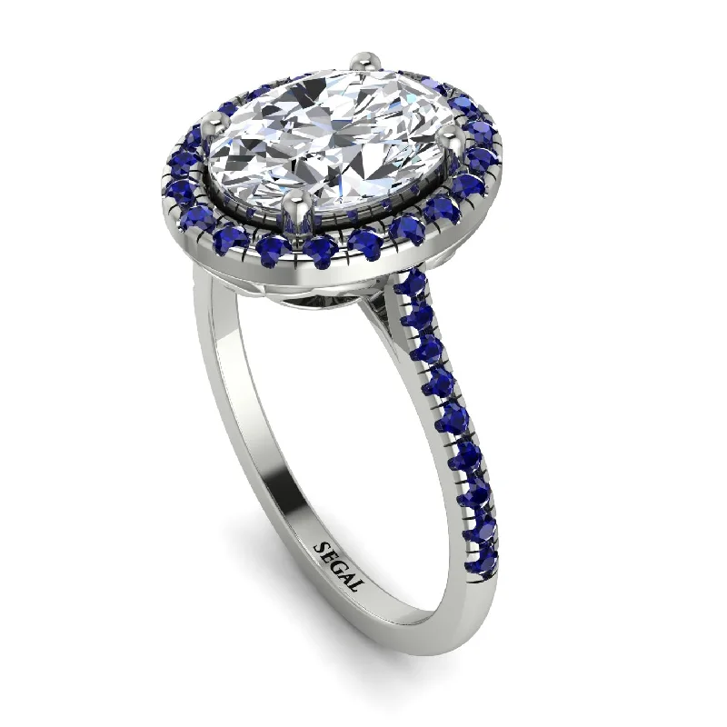 Wedding Set with Diamond Ring-Gorgeous Oval Cut Diamond Pave Engagement Ring With Hidden Stone - Phoebe No. 63