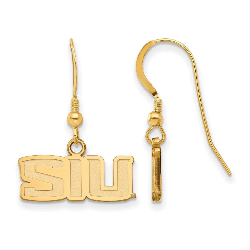 Crystal Hoop Earrings-14k Gold Plated Silver South Illinois University Dangle Earring