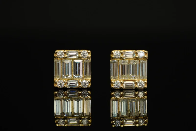 Drop Crystal Earrings-10k Moisanite Square Earrings