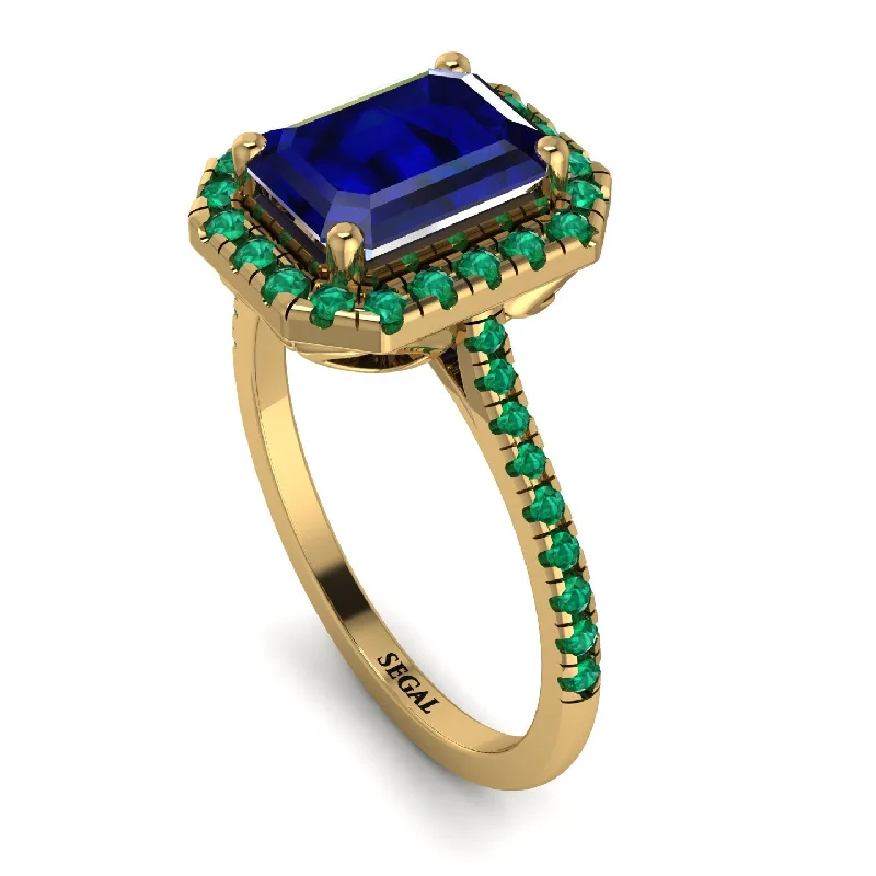 Luxury Diamond Band-Gorgeous Emerald Cut Sapphire Pave Engagement Ring With Hidden Stone - Veronica No. 28