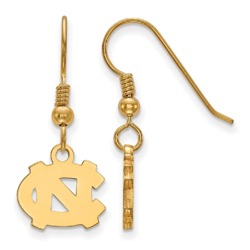 Nature Inspired Earrings-14k Gold Plated Silver U of North Carolina XS (Tiny) Dangle Earring