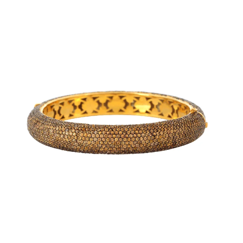 Simple Silver Bangles-Yellow Sapphire Pave bangle