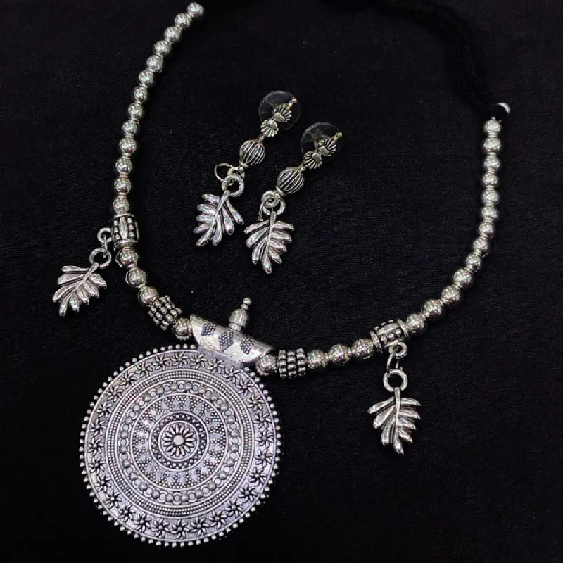 Luxury Diamond Necklace-SNERA Oxidised Plated Navratri Special Necklace Set