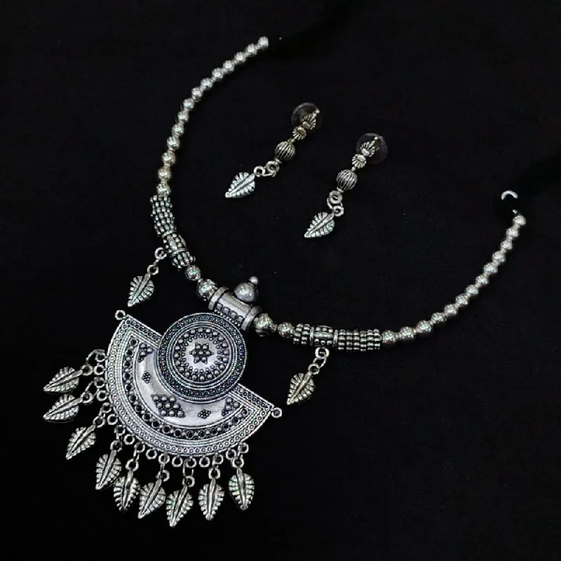 Long Statement Necklace-SNERA Oxidised Plated Navratri Special Necklace Set