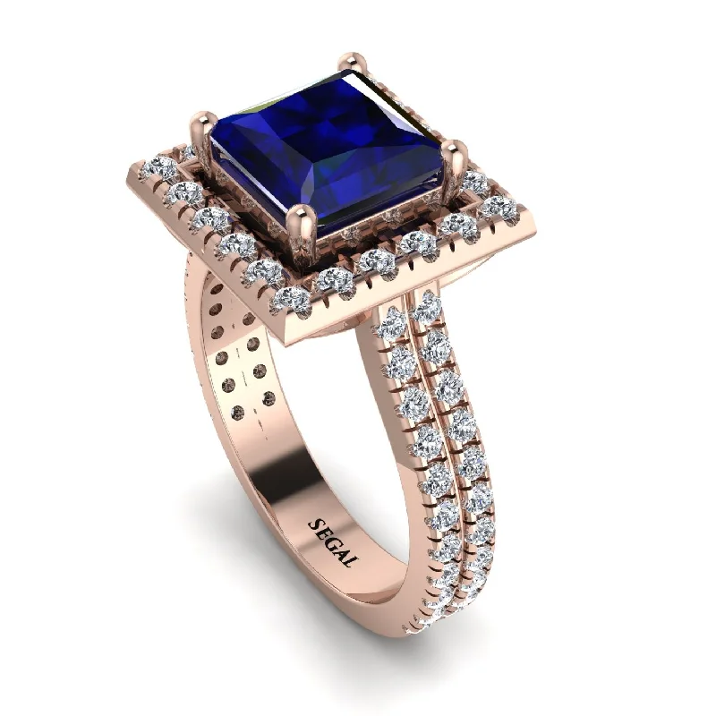 Vintage Pearl Ring-Gorgeous Princess Cut Sapphire Pave Double Shank Engagement Ring With Hidden Stone - Margot No. 14