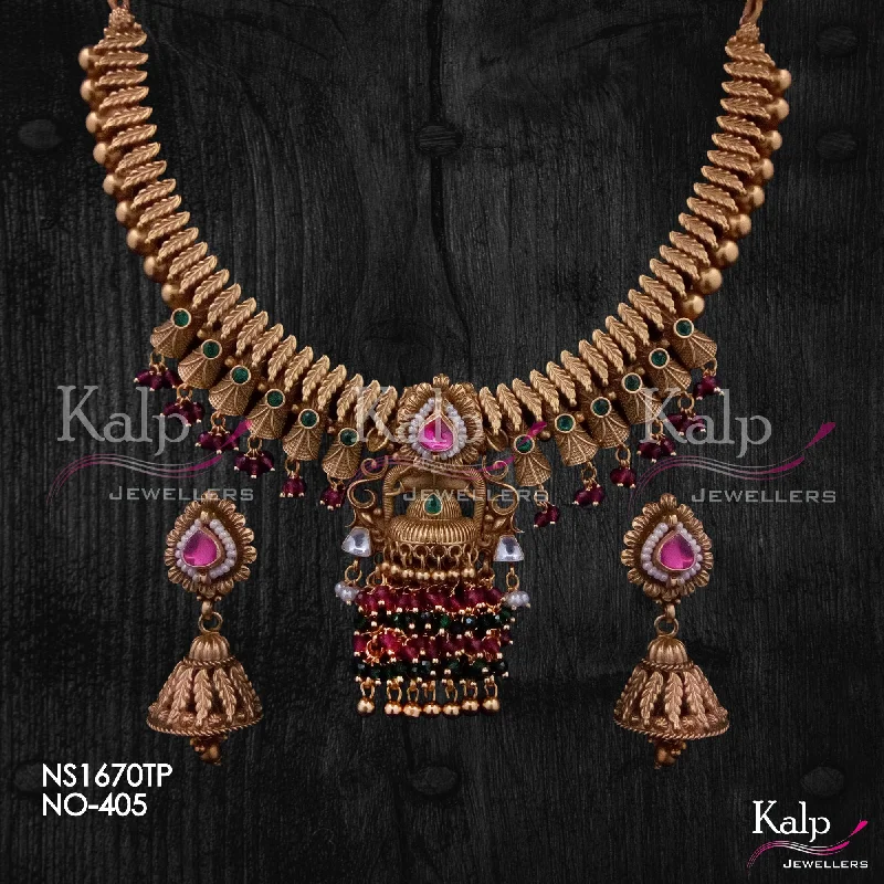 Butterfly Pendant Necklace-Kalp Jewellers Copper Gold Plated Necklace Set