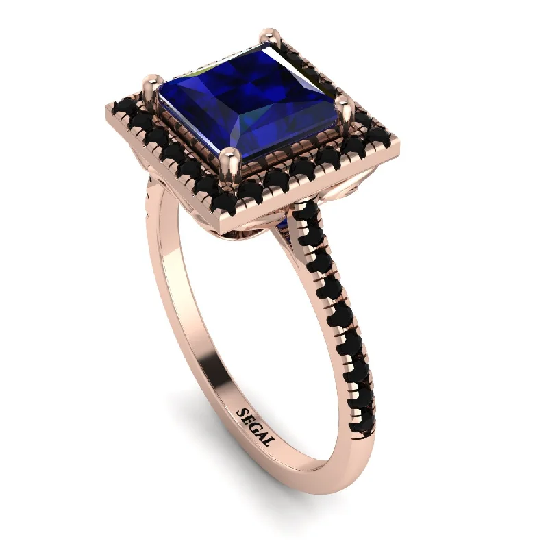 Simple Promise Ring-Gorgeous Princess Cut Sapphire Pave Engagement Ring With Hidden Stone - Margot No. 44