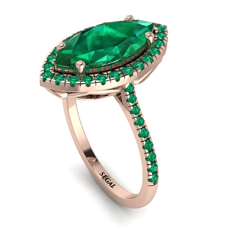 Custom Diamond Wedding Ring-Gorgeous Marquise Cut Emerald Pave Engagement Ring With Hidden Stone - Miriam No. 20