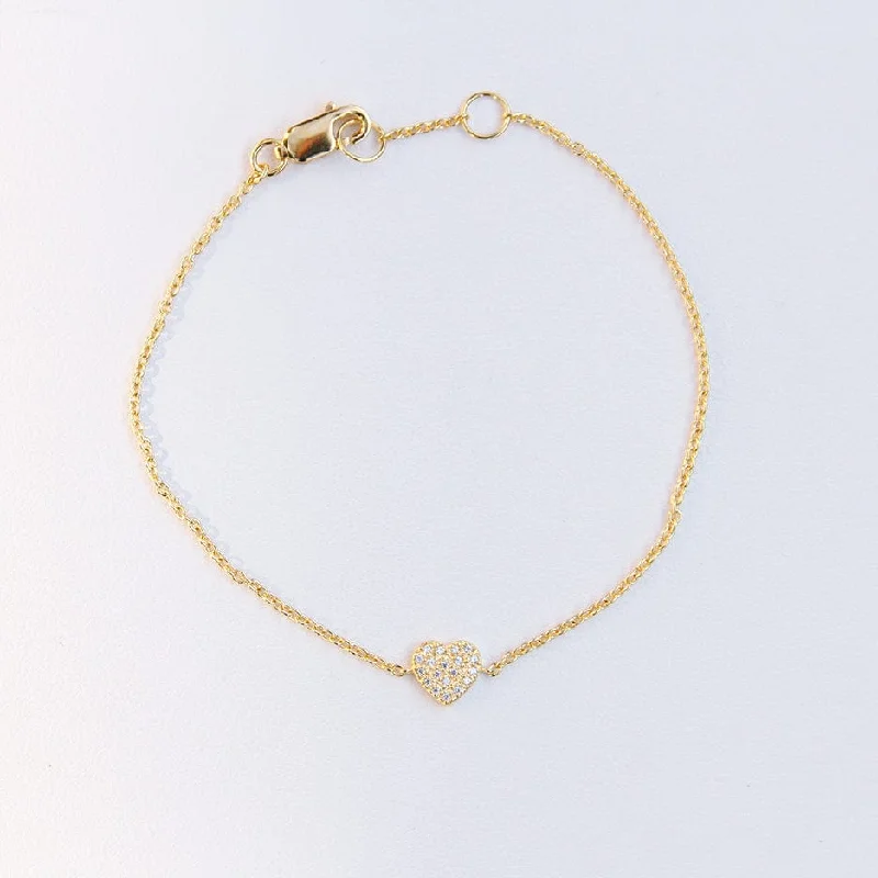 Gold and Diamond Cuff Bracelets-Gold Vermeil CZ Pave Heart Bracelet