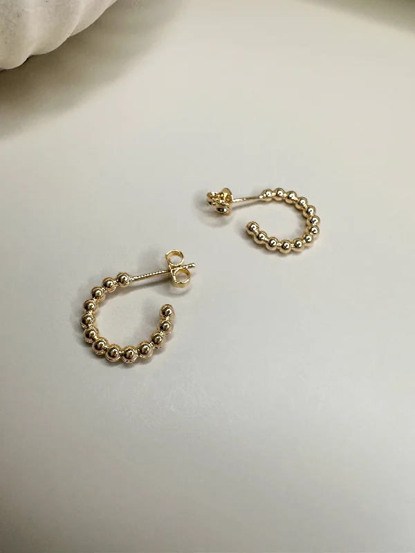 Customizable Hoop Earrings-Velani Jewelry Beaded C Hoop