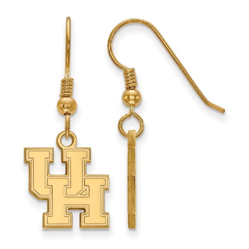 Unique Statement Earrings-14k Gold Plated Silver University of Houston Dangle Earrings