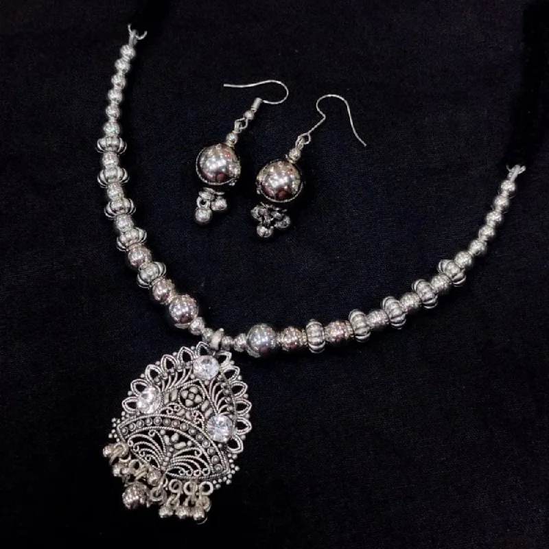 Chunky Chain Necklace-SNERA Oxidised Plated Navratri Special Necklace Set