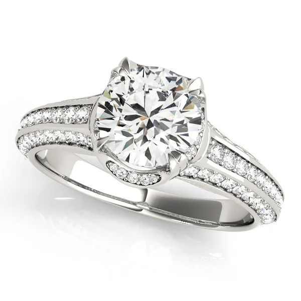 Cute Silver Ring for Women-14K Engagement Ring Pave