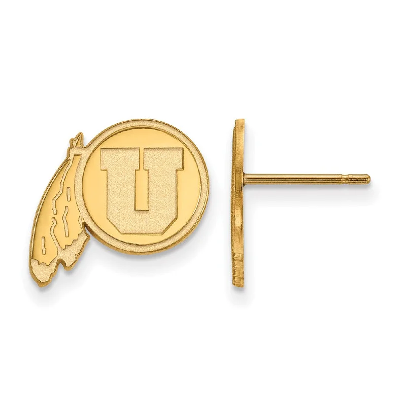 Classic Diamond Earrings-10k Yellow Gold University of Utah Small Post Earrings