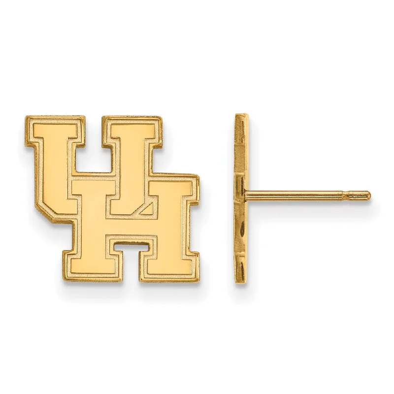 Edgy Silver Earrings-10k Yellow Gold University of Houston Small Post Earrings