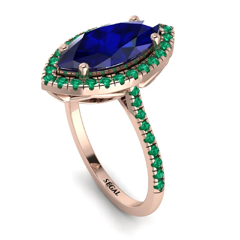 Personalized Gold Ring-Gorgeous Marquise Cut Sapphire Pave Engagement Ring With Hidden Stone - Miriam No. 29