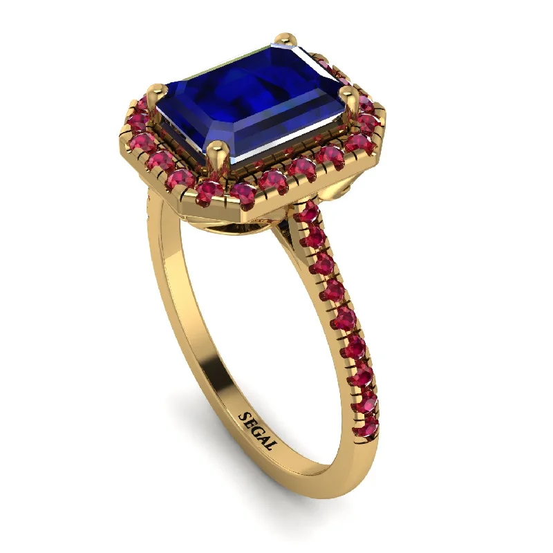 Unique Opal Ring-Gorgeous Emerald Cut Sapphire Pave Engagement Ring With Hidden Stone - Veronica No. 58