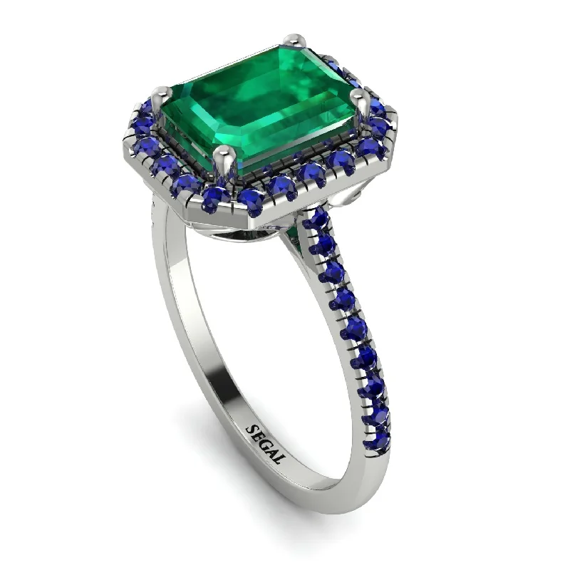 Vintage Art Deco Ring-Gorgeous Emerald Cut Emerald Pave Engagement Ring With Hidden Stone - Veronica No. 66