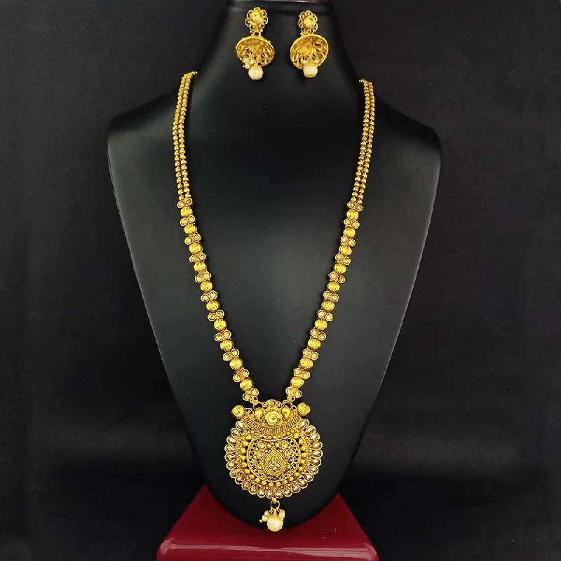 Multi-Strand Necklace-Darshana Jewels Gold Plated Brown Kundan Necklace Set  - FAP0002B