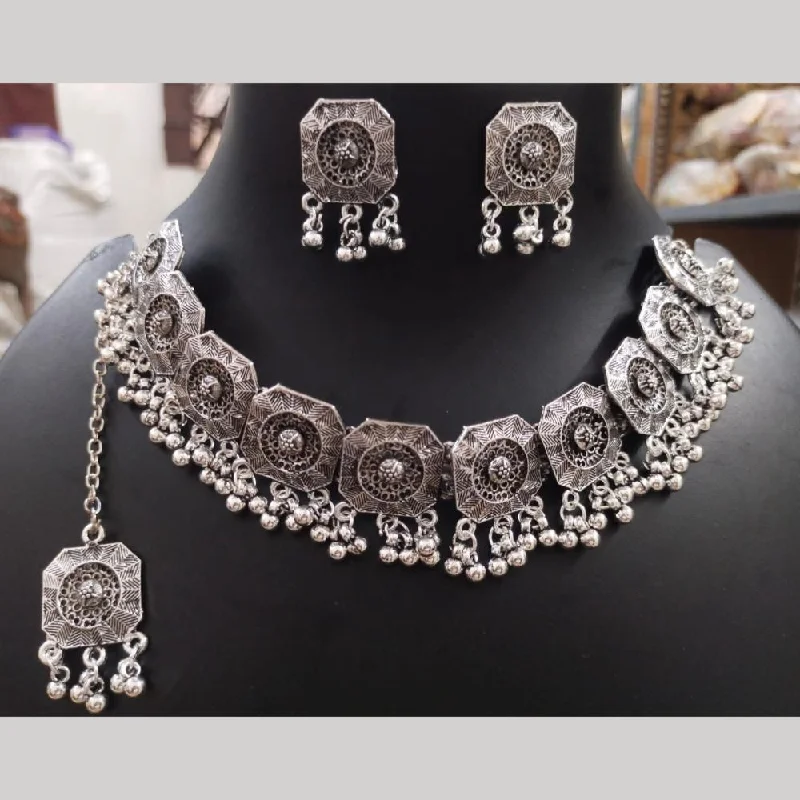 Elegant Pearl Necklace-Manisha Jewellery Oxidised Plated Choker Necklace Set