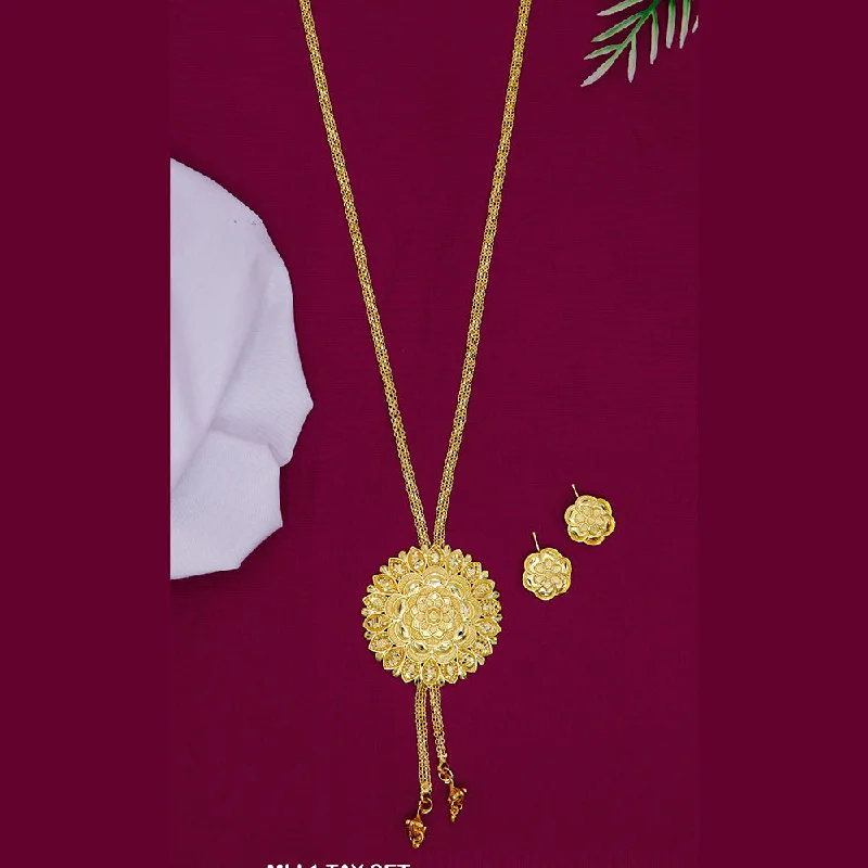 Choker Necklace for Women-Mahavir Gold Plated Long Necklace Set