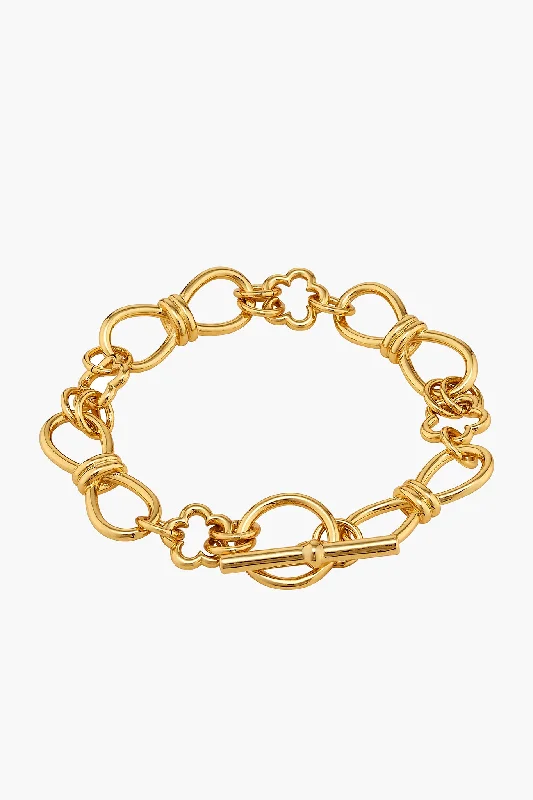 Gold-Plated Tennis Bracelets-Flower Toggle Bracelet