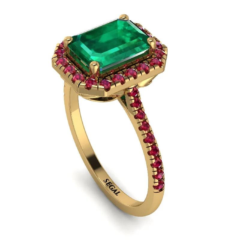 Multi-Stone Engagement Ring-Gorgeous Emerald Cut Emerald Pave Engagement Ring With Hidden Stone - Veronica No. 49