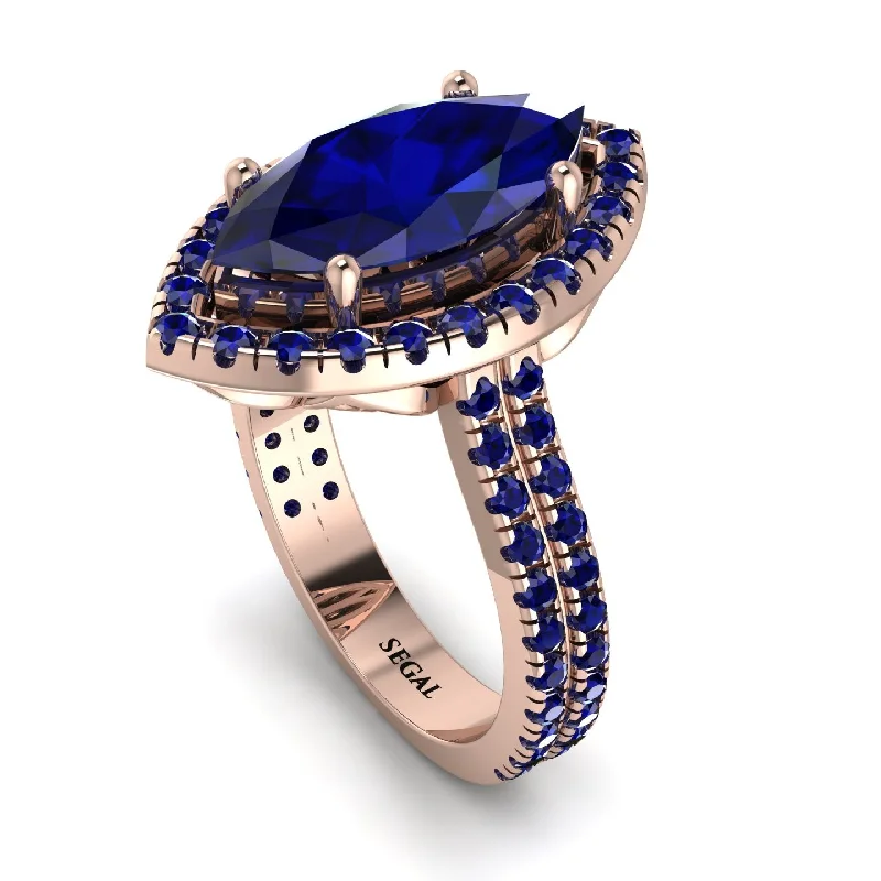 Men's Wedding Ring-Gorgeous Marquise Cut Sapphire Pave Double Shank Engagement Ring With Hidden Stone - Miriam No. 74