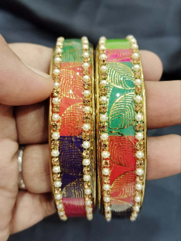 Gold Bangles with Rubies-Gorgeous MultiColor Checked Design Glass Bangles For Women