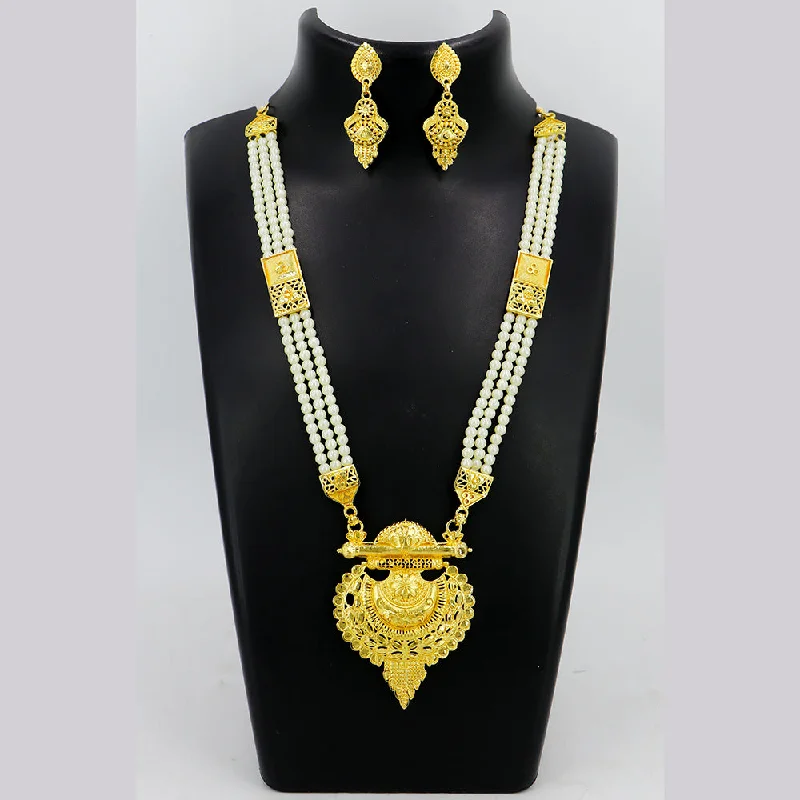 Rose Gold Choker Necklace-Mahavir Gold Plated Pearls Necklace Set