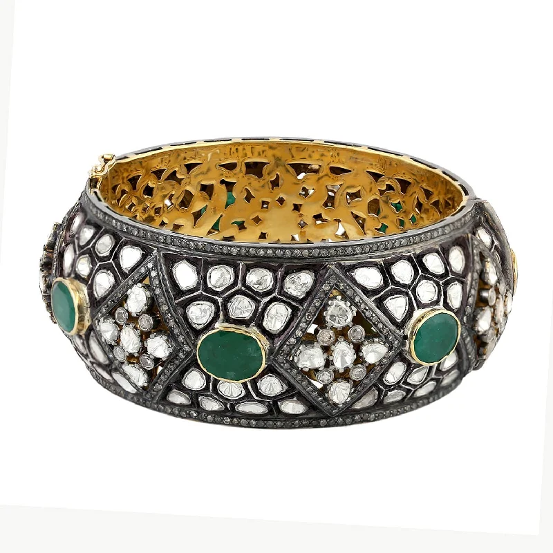 Antique Silver Bangles-Imperial Emerald Bangle