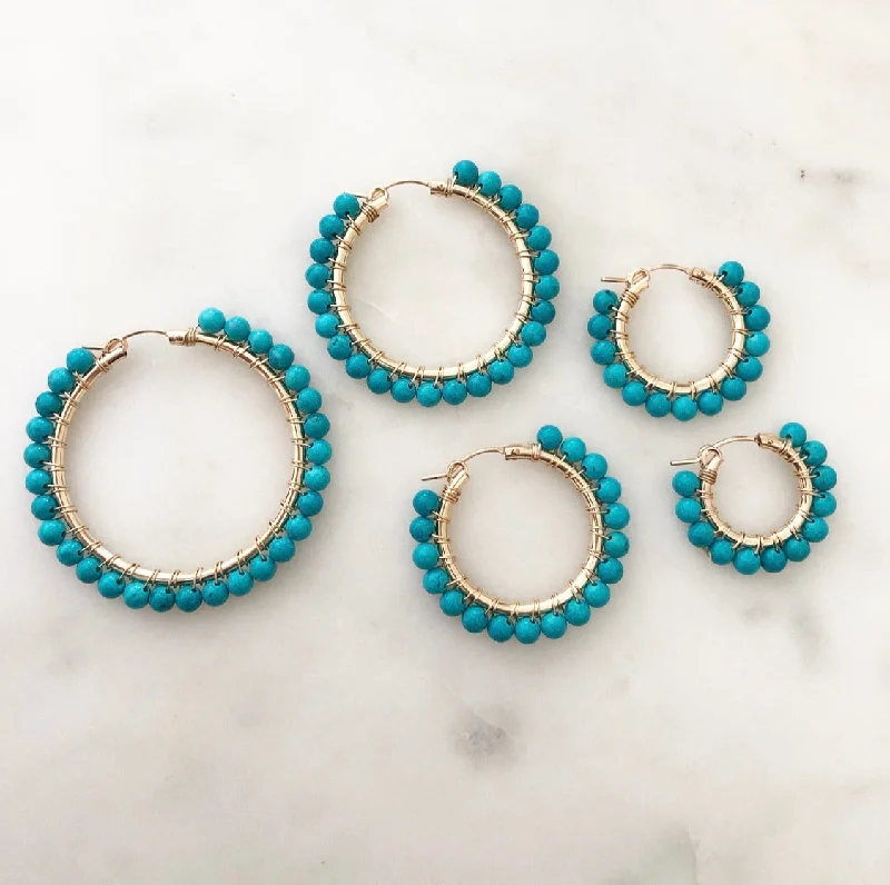 Handcrafted Hoop Earrings-Lucia Turquoise Hoops