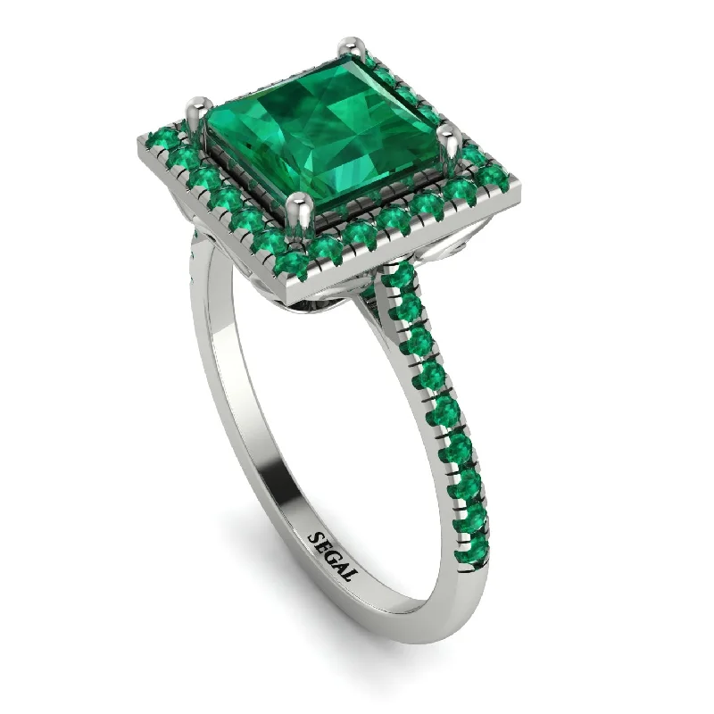 Luxury Gold Engagement Ring-Gorgeous Princess Cut Emerald Pave Engagement Ring With Hidden Stone - Margot No. 21