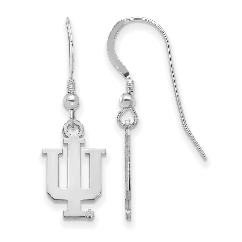 Unique Silver Earrings-Sterling Silver Indiana University Small Dangle Earrings