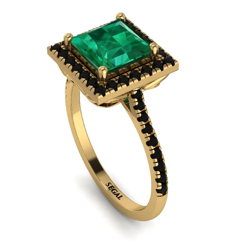 Custom Initial Ring-Gorgeous Princess Cut Emerald Pave Engagement Ring With Hidden Stone - Margot No. 34