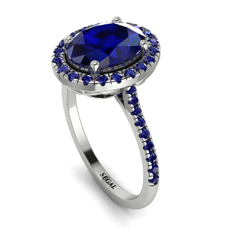 Personalized Birthstone Ring-Gorgeous Oval Cut Sapphire Pave Engagement Ring With Hidden Stone - Phoebe No. 75