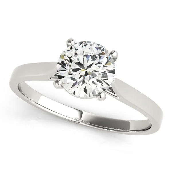 High-End Silver Ring-14K Solitaire Diamond Engagement Ring