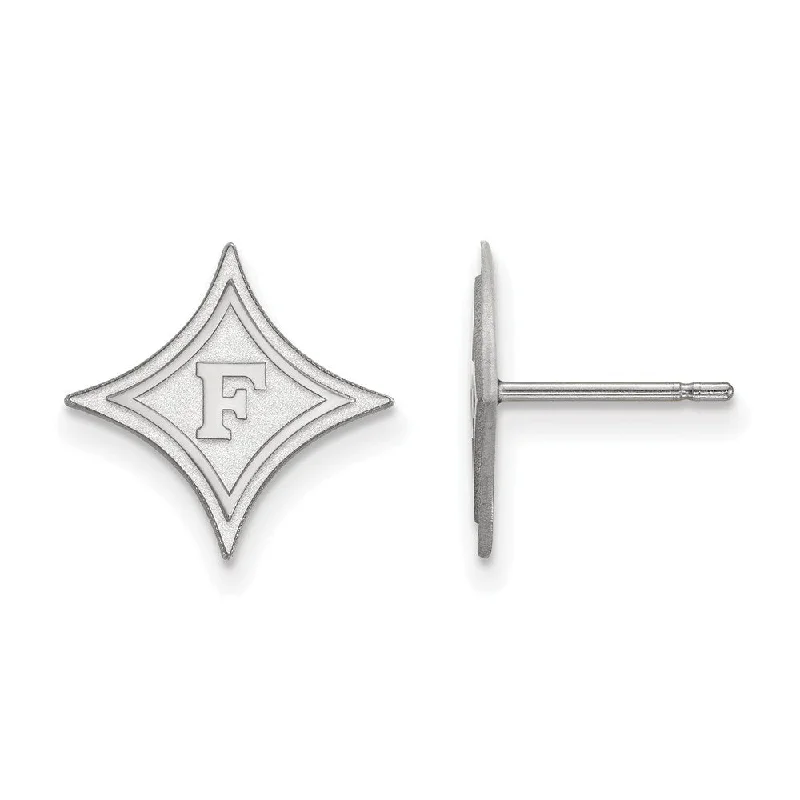 Silver Stud Earrings-10k White Gold Furman University Small Post Earrings