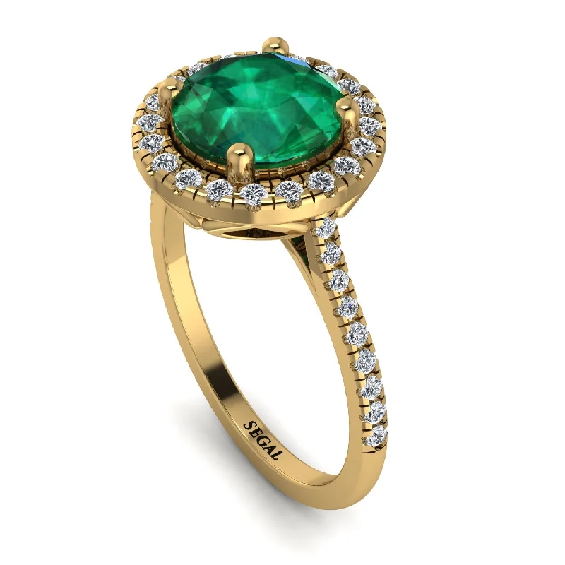 Handmade Promise Ring-Gorgeous Round Cut Emerald Pave Engagement Ring With Hidden Stone - Ellen No. 4