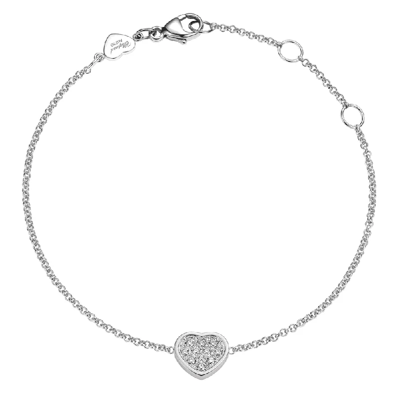 Gold-Plated Charm Bracelets-18ct White Gold My Happy Hearts Pave Set Diamond Bracelet