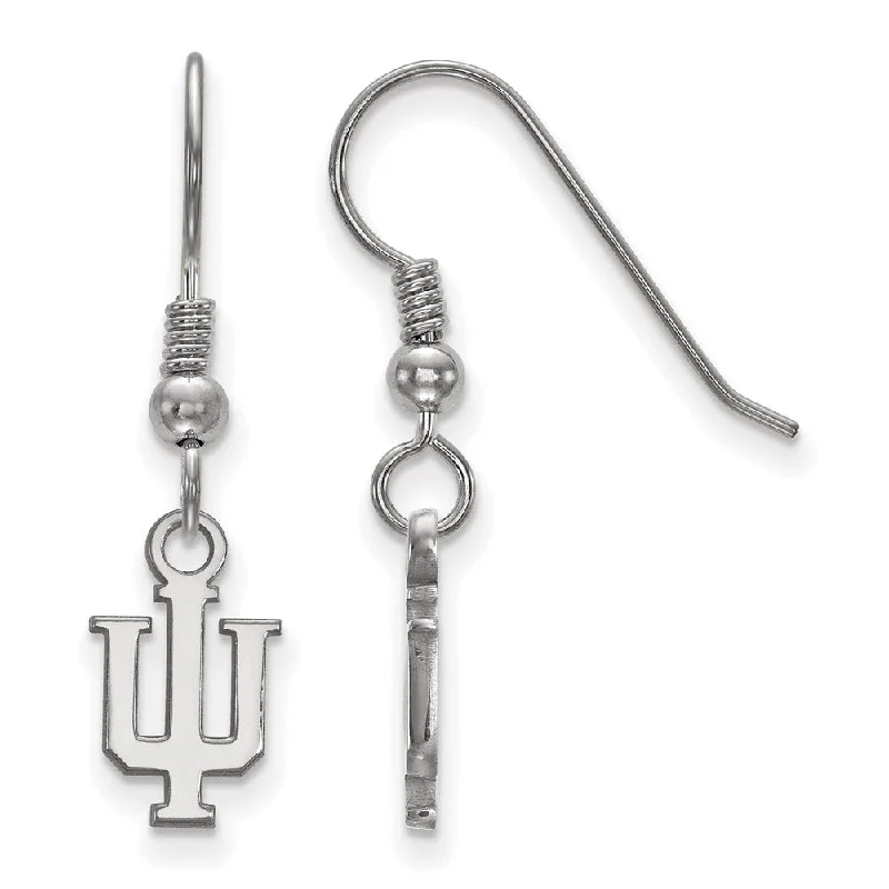 Casual Silver Earrings-Sterling Silver Indiana University XS (Tiny) Dangle Earrings