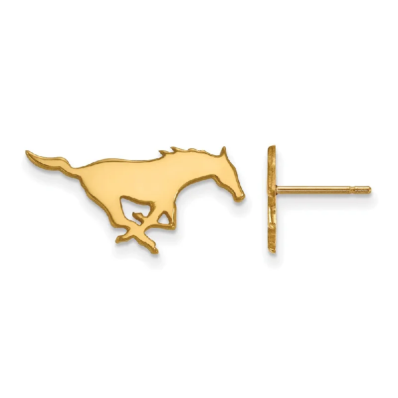 Minimalist Earrings for Everyday-10k Yellow Gold Southern Methodist Univ. Small Post Earrings