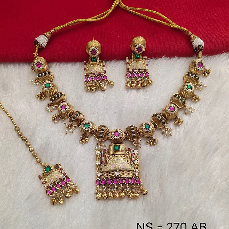 Celestial Star Necklace-Kala Creation Gold Plated Pota Stone Necklace Set