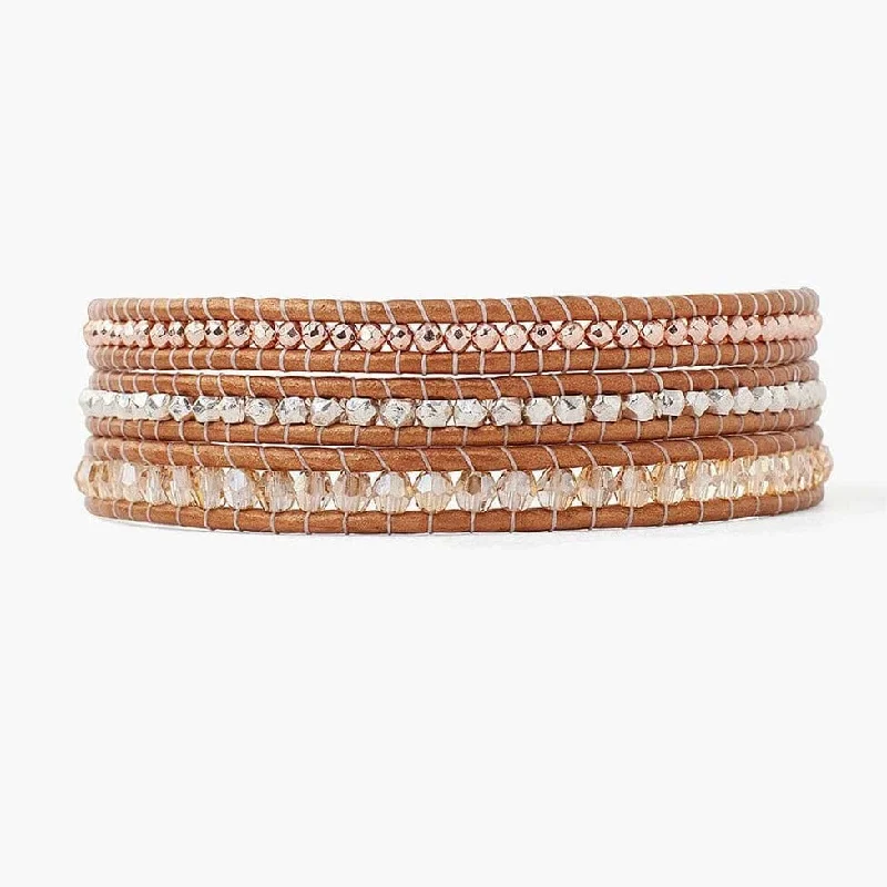 Friendship Bracelets for Teens-Rose Gold Hematite Mix Three Wrap Bracelet